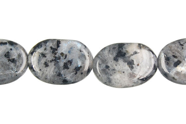 Larvikite Flat Oval Beads