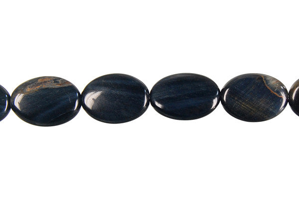 Blue Tiger Eye Flat Oval Beads