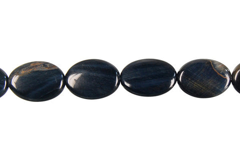 Blue Tiger Eye Flat Oval Beads