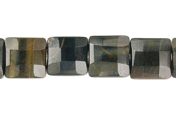 Blue Tiger Eye Faceted Square Beads