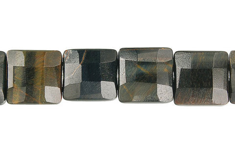 Blue Tiger Eye Faceted Square Beads