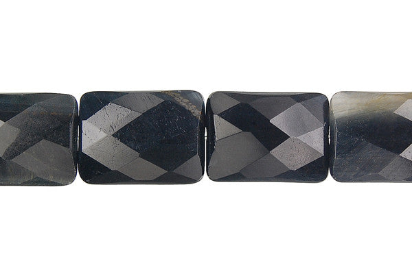 Blue Tiger Eye Faceted Rectangle Beads