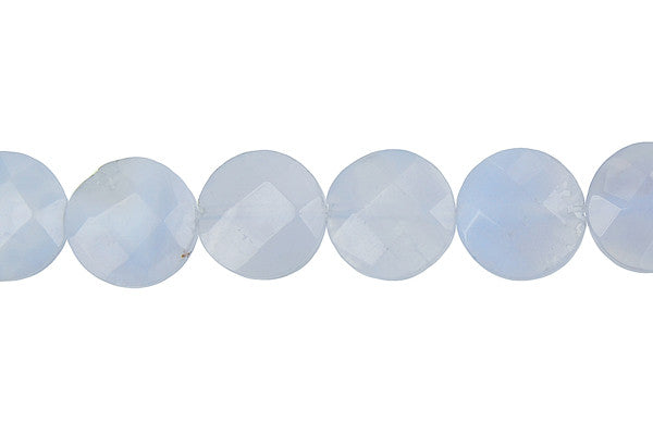 Blue Chalcedony Faceted Coin Beads