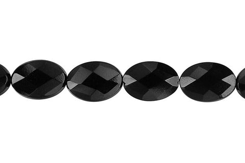 Black Onyx (AAA) Faceted Flat Oval Beads