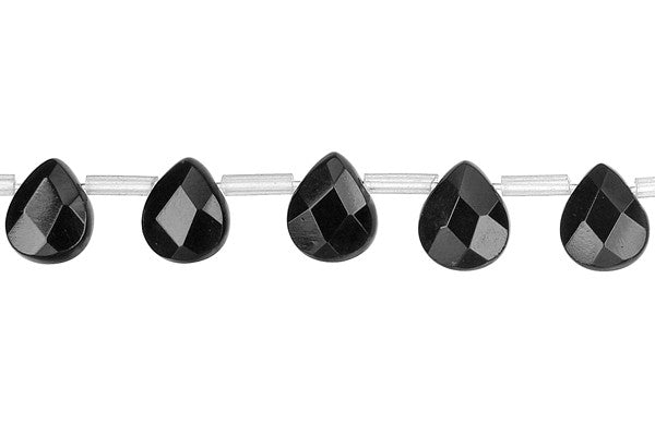 Black Onyx (AAA) Faceted Flat Briolette Beads