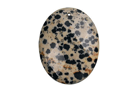 Pendant Dalmatian Jasper Faceted Flat Oval