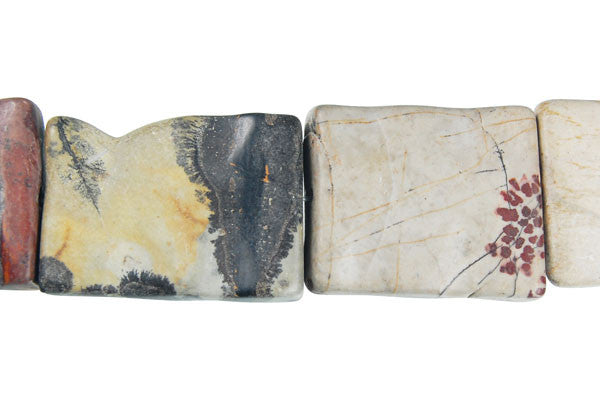 Leopard Skin Jasper Wavy Rectangle Beads