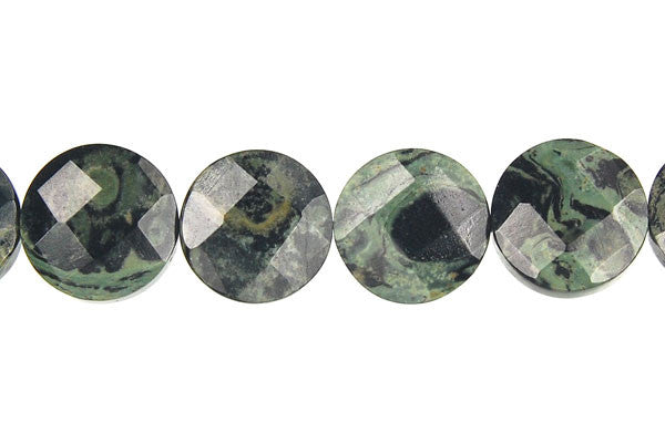 Kambaba Jasper Faceted Coin Beads