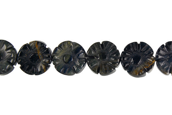 Blue Tiger Eye Carved Clubs Beads