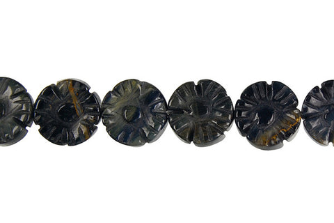 Blue Tiger Eye Carved Clubs Beads