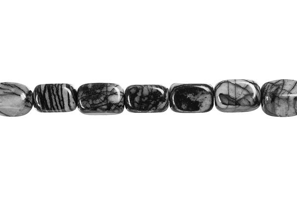 Black Webbed Jasper Smooth Nugget Beads