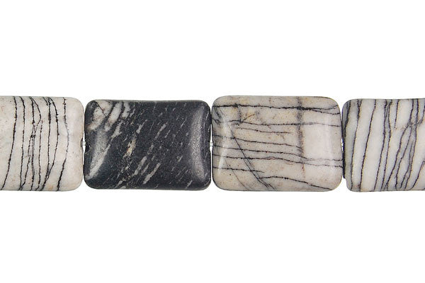 Black Webbed Jasper Flat Rectangle Beads