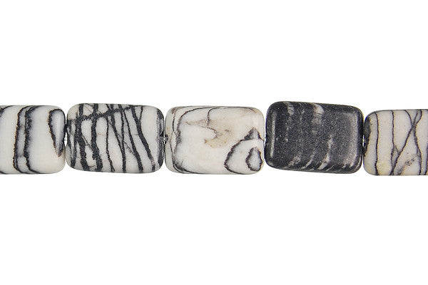Black Webbed Jasper Flat Rectangle Beads