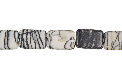 Black Webbed Jasper Flat Rectangle Beads