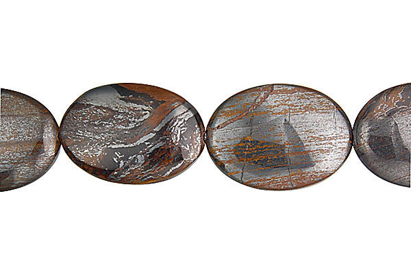Tiger Iron (AAA) Flat Oval Beads