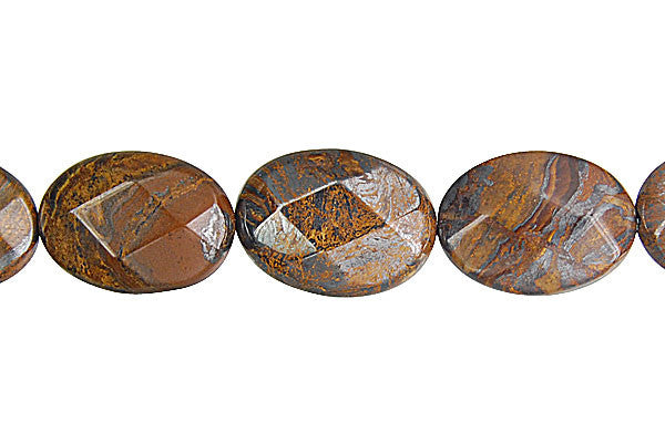 Tiger Iron (AAA) Faceted Flat Oval Beads
