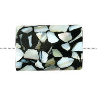 Shell (Black & White) Puffy Rectangle Beads