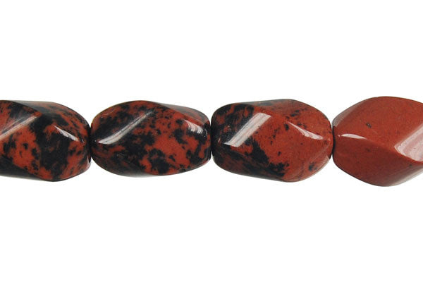 Mahogany Obsidian Square Twisted Rice Beads