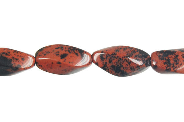 Mahogany Obsidian Square Twisted Rice Beads