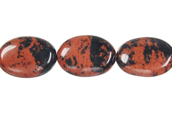 Mahogany Obsidian Flat Oval Beads