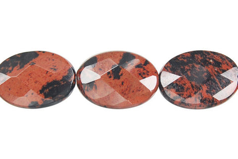 Mahogany Obsidian Faceted Flat Oval Beads