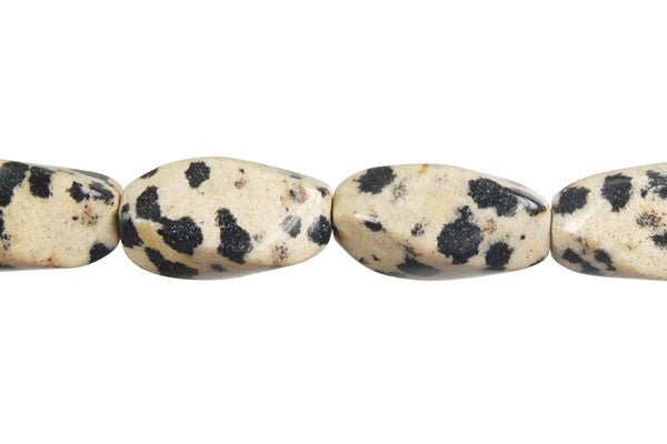 Dalmatian Jasper Square Twisted Rice Beads