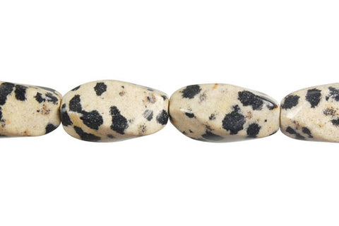 Dalmatian Jasper Square Twisted Rice Beads