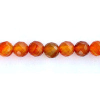 Red Agate Faceted Round Beads