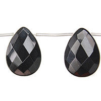 Black Swan Faceted Flat Briolette Beads