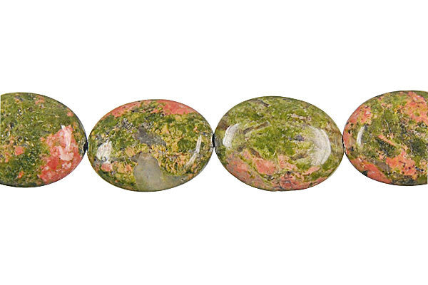 Unakite (Brazil) Flat Oval Beads