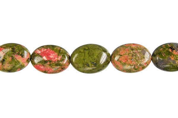 Unakite (Brazil) Flat Oval Beads