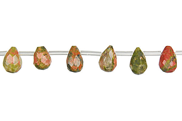 Unakite (Brazil) Faceted Briolette Beads