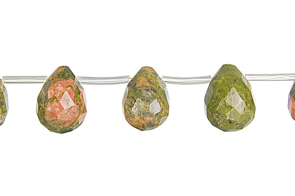 Unakite (Brazil) Faceted Briolette Beads