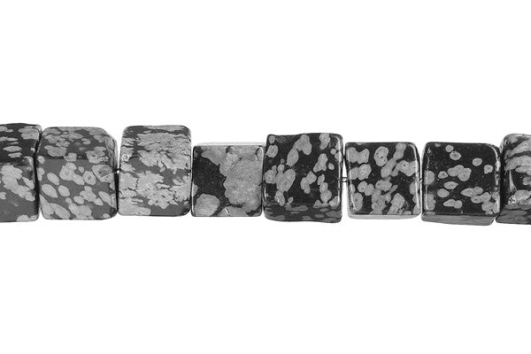 Snowflake Obsidian Cube Beads