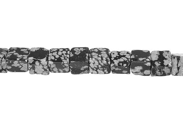 Snowflake Obsidian Cube Beads