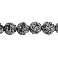 Snowflake Obsidian Carved Lotus Flower (Round) Beads