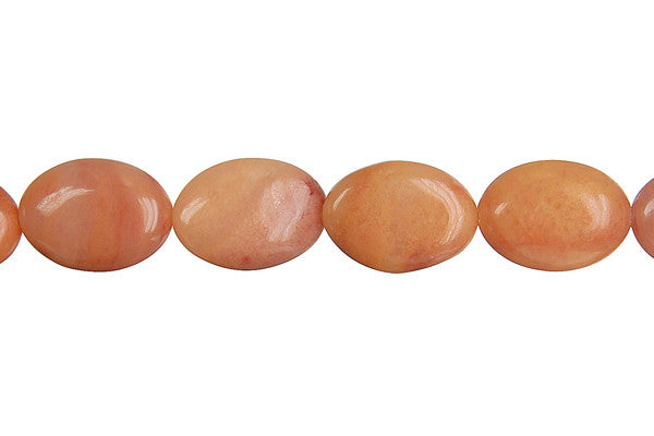 Peach Aventurine Flat Oval Beads