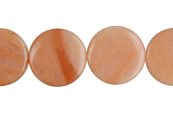 Peach Aventurine Coin Beads