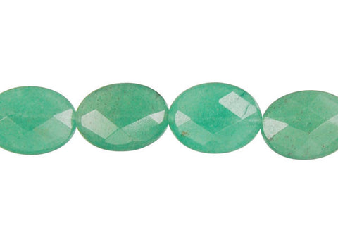 Green Aventurine Faceted Flat Oval Beads