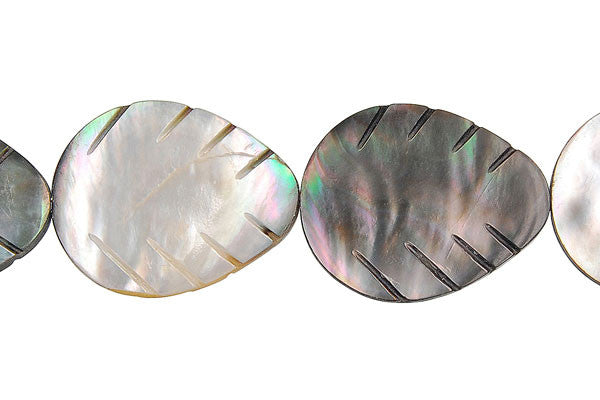 Shell (Black MOP) Leaf Beads