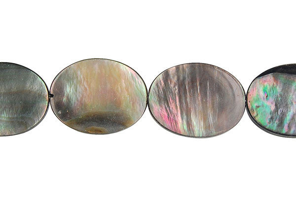 Shell (Black MOP) Flat Oval Beads