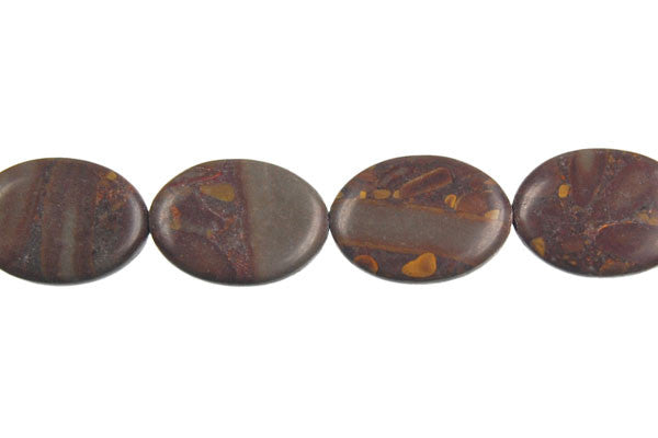 Golden Jasper Flat Oval Beads