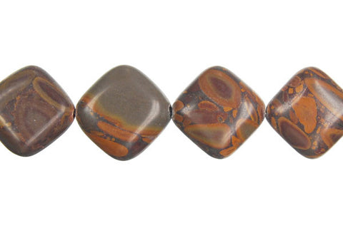 Golden Jasper Puffy Square Beads