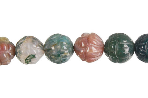 Fancy Jasper Carved Lotus Flower (Round) Beads