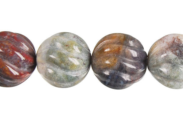 Fancy Jasper Carved Wave (Round) Beads