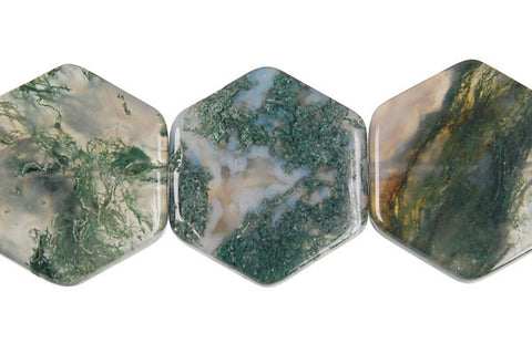 Moss Agate Octagon Beads