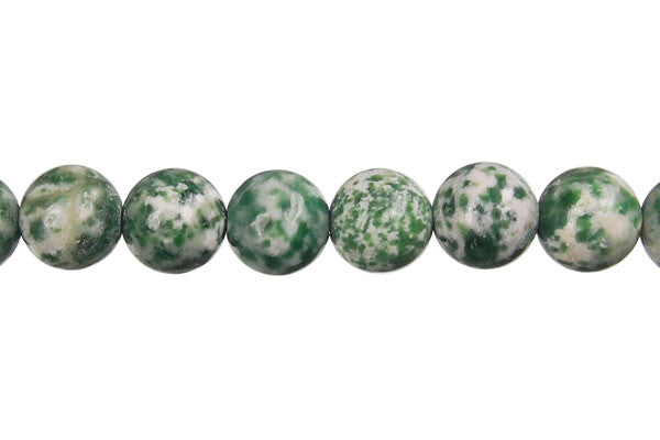 Green Spot Agate Round Beads