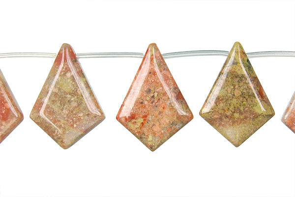 Unakite Diamond Briolette Beads