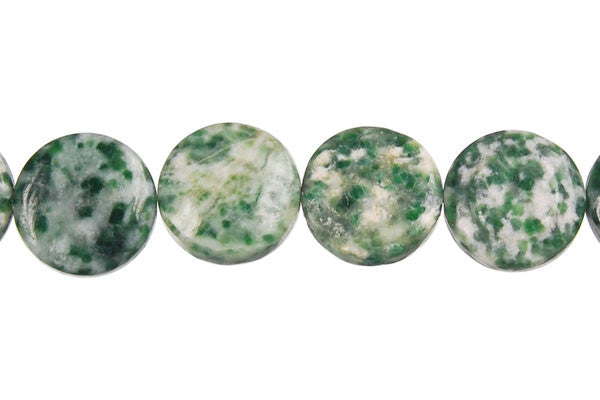 Green Spot Agate Coin Beads