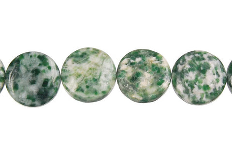 Green Spot Agate Coin Beads